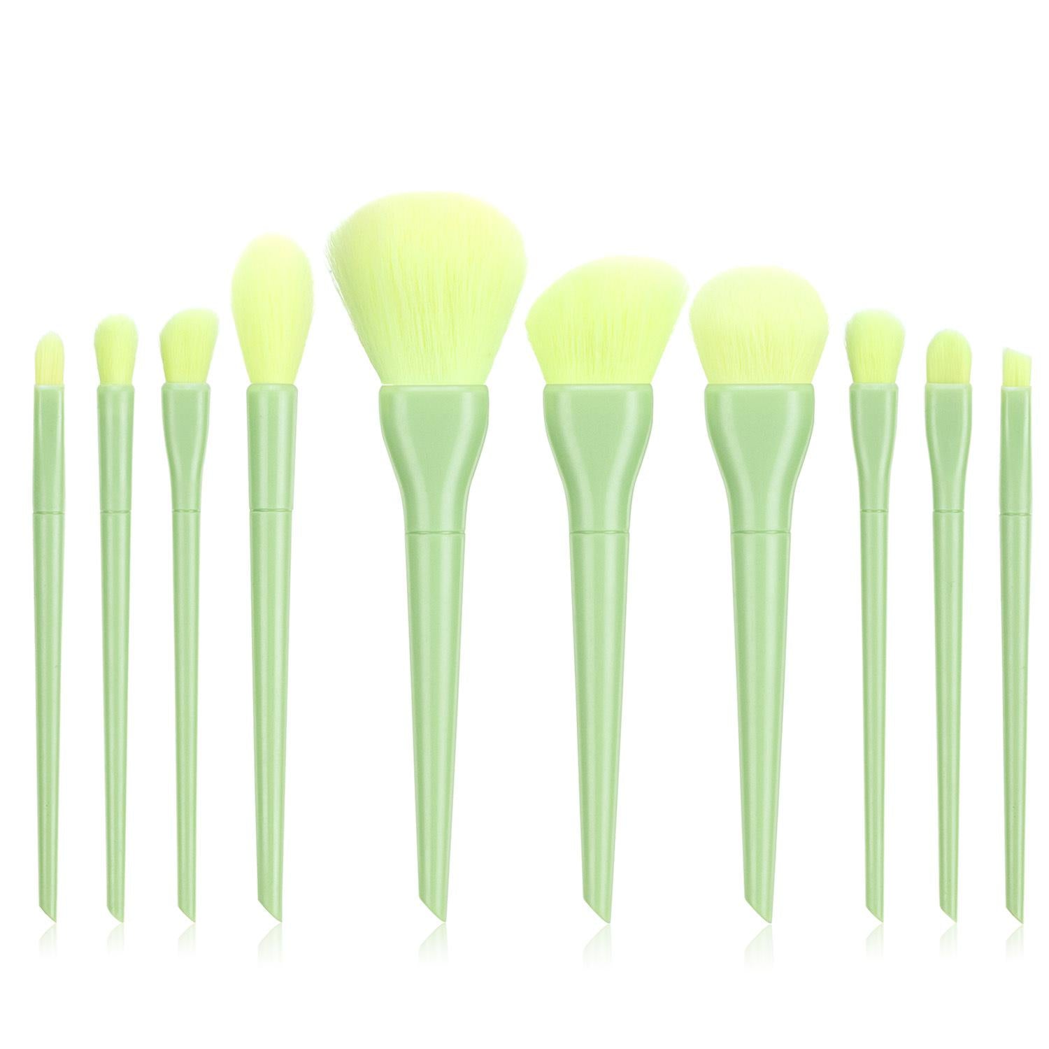Candy color 10 cosmetic brushes set plastic short rod soft bristles Candy color 10 cosmetic brushes set plastic short rod soft bristles